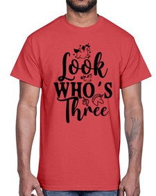 look whos three 265#- unicorn- Cotton Tee