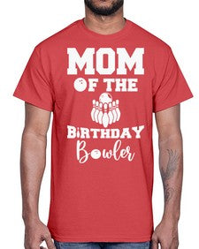 mom of the birthday bowler 765#- bowling- Cotton Tee