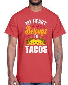 my heart belongs to tacos 1423#- tacos- Cotton Tee
