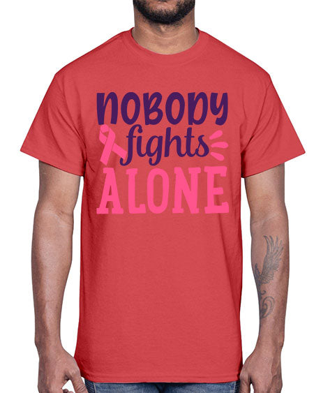 nobody fights alone Style 6#- breast cancer- Cotton Tee