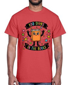one hundred Days in the Books 567#- one hundred days- Cotton Tee
