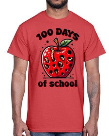 one hundred Days of School Apple 572#- one hundred days- Cotton Tee