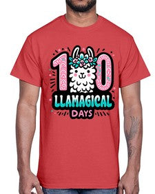 one hundred Llamagical Days 592#- one hundred days- Cotton Tee