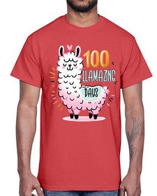one hundredth Day of School Llama 599#- one hundred days- Cotton Tee