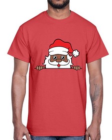 peekaboo black santa 19#- black boys or men- Cotton Tee