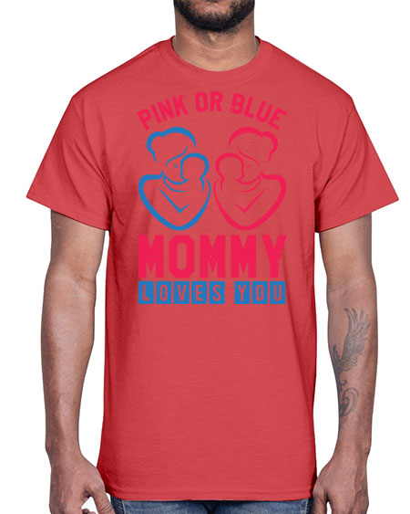 pink or blue Mommy Loves you Style 187#- baby shower- Cotton Tee