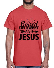 raised on sweet and jesus 1491#- tea- Cotton Tee