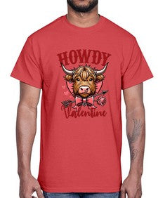 retro vintage howdy valentine bow 1016#- western- Cotton Tee