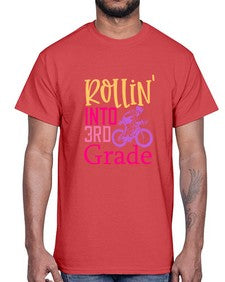 rollin into third grade 782#- third grade- Cotton Tee