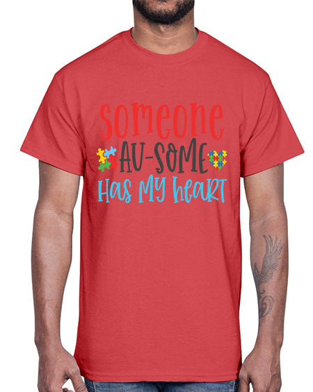 someone ausome has my heart Style 40#- autism- Cotton Tee