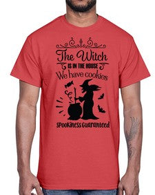 the witch is in the house sign 20#- witch- Cotton Tee