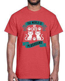 the world is my cats playground Style 119#- cats- Cotton Tee