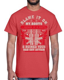 veteran showed up in boots 1198#- western- Cotton Tee