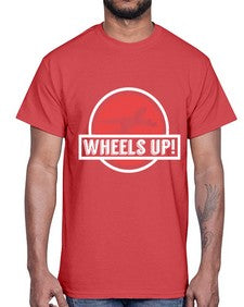 wheels up  50#- airplane- Cotton Tee