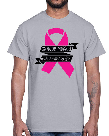 Cancer Messed with the Wrong Girl 30#- breast cancer- Cotton Tee