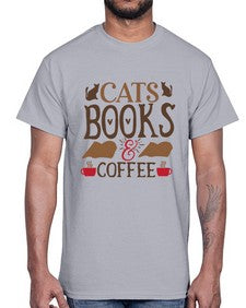 Cats Books Coffee Style 9#- cats- Cotton Tee