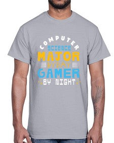 Computer science major by day gamer by night 6#- computer- Cotton Tee