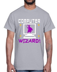 Computer wizard 52#- computer- Cotton Tee