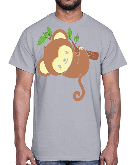 Cute Monkey Hanging on Tree 4#- monkey- Cotton Tee