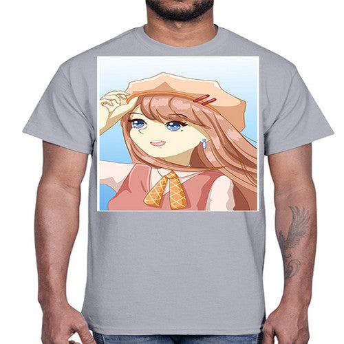 Cute beautiful and funny girl with hat 66#- anime- Cotton Tee