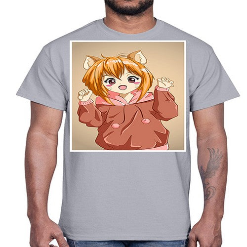 Cute little girl with accessories cat cartoon 170#- anime- Cotton Tee