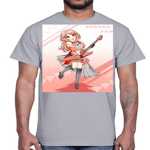 Cute rock star girl with guitar game 17#- anime- Cotton Tee