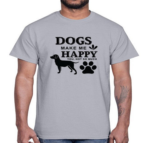 Dogs Make Me Happy Style 44#- dogs- Cotton Tee