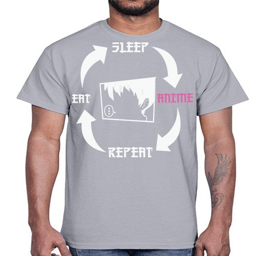 Eat Sleep Anime Repeat Anime Anime 226#- anime- Cotton Tee