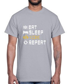 Eat sleep code repeat 49#- computer- Cotton Tee