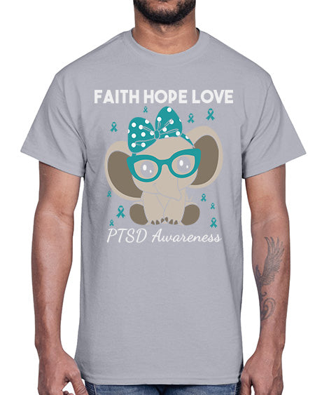 Elephant I Have PTSD Awareness 25#- PTSD- Cotton Tee