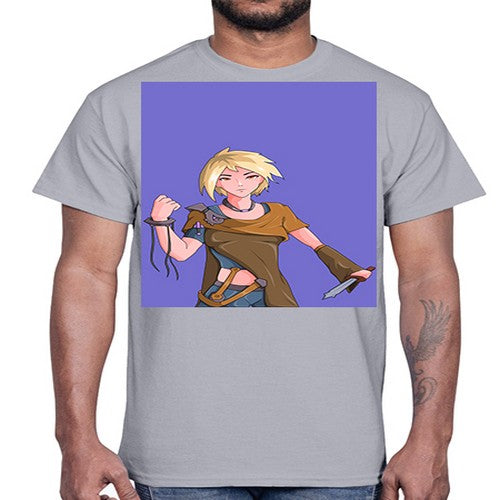 Girl hold knife 12#- anime- Cotton Tee