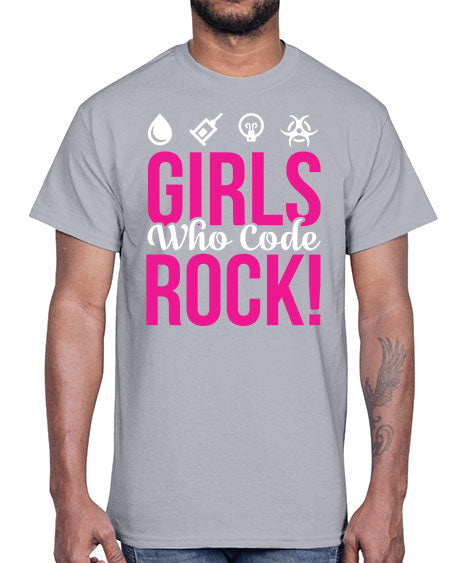 Girls Who Code Rock 247#- general science- Cotton Tee