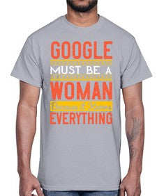 Google must be a woman because it knows everything 76#- internet- Cotton Tee