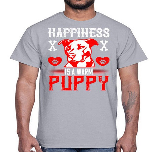 Happiness is a warm puppy Style 201#- dogs- Cotton Tee