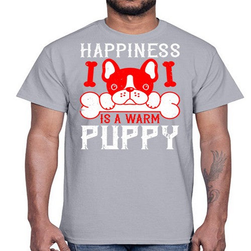 Happiness is a warm puppy Style 203#- dogs- Cotton Tee