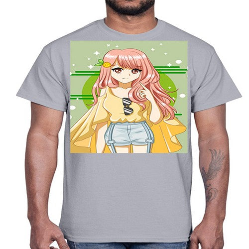 Happy and cute yellow blouse in summer holiday 43#- anime- Cotton Tee