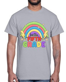 Hello fifth Grade Rainbow 266#- fifth grade- Cotton Tee