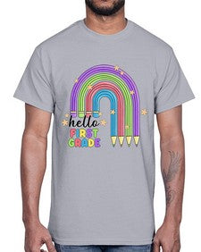 Hello first Grade Pencil Rainbow 279#- first grade- Cotton Tee