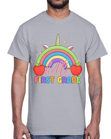 Hello first Grade Unicorn Rainbow 281#- first grade- Cotton Tee