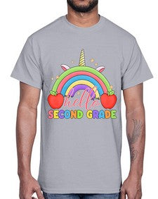 Hello second Grade Unicorn Rainbow 331#- second grade- Cotton Tee