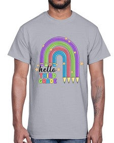 Hello third Grade Pencil Rainbow 347#- third grade- Cotton Tee