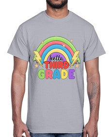 Hello third Grade Rainbow 348#- third grade- Cotton Tee