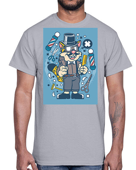 Hipster Barber Leopard835#- barber- Cotton Tee