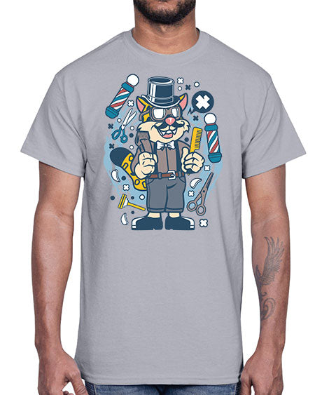 Hipster Barber Leopard836#- barber- Cotton Tee