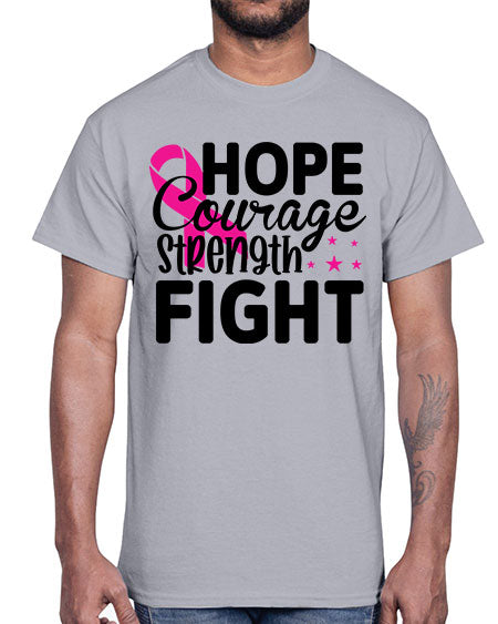 Hope Courage Strength Fight 21#- breast cancer- Cotton Tee