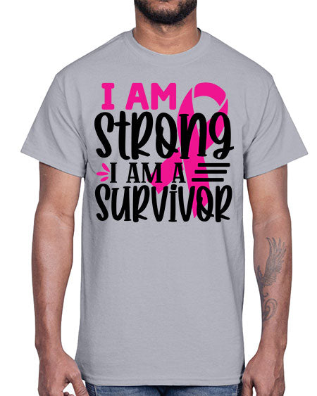 I Am Strong I Am a Survivor 19#- breast cancer- Cotton Tee