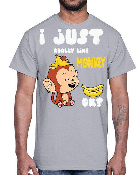 I just Really Lpve Monkey 7#- monkey- Cotton Tee