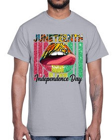 Juneteenth Independence Day Sexy Lip Png 11#- black juneteenth- Cotton Tee