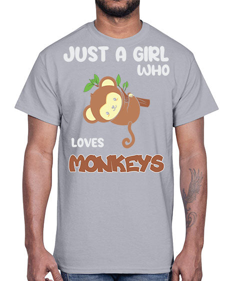 Just a Girl Who Loves 8#- monkey- Cotton Tee