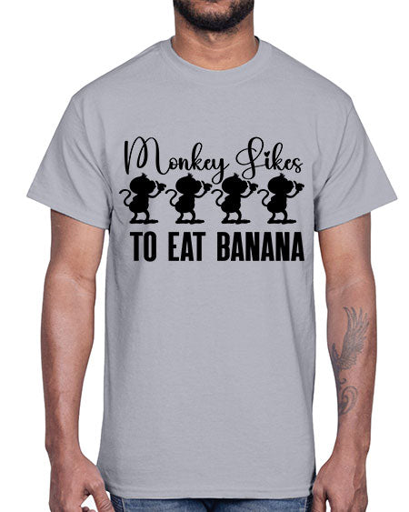Monkey likes to eat banana - monkey- Cotton Tee